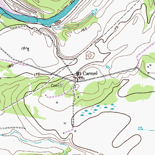 Topographic Map of Mount Carmel Church, TX