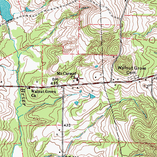 Topographic Map of Mount Carmel Church, TX