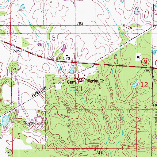 Topographic Map of Mount Pilgrim School (historical), AL