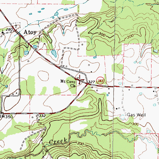 Topographic Map of Mount Cove Church, TX