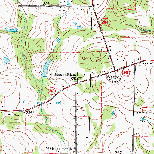 Topographic Map of Mount Elm Church, TX