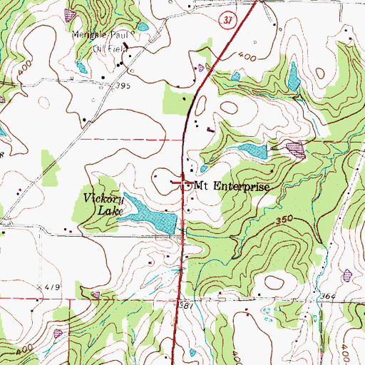 Topographic Map of Mount Enterprise, TX