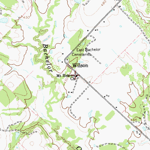 Topographic Map of Mount Hebron Church, TX