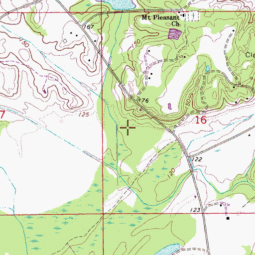 Topographic Map of Mount Pleasant Church, AL