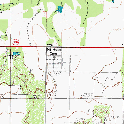 Topographic Map of Mount Hope Cemetery, TX