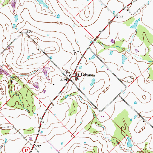 Topographic Map of Mount Lebanon Church, TX