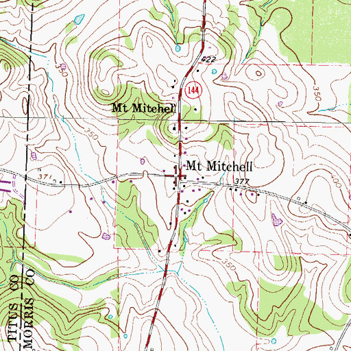 Topographic Map of Mount Mitchell, TX
