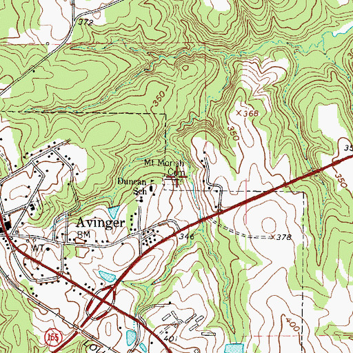 Topographic Map of Mount Moriah Cemetery, TX