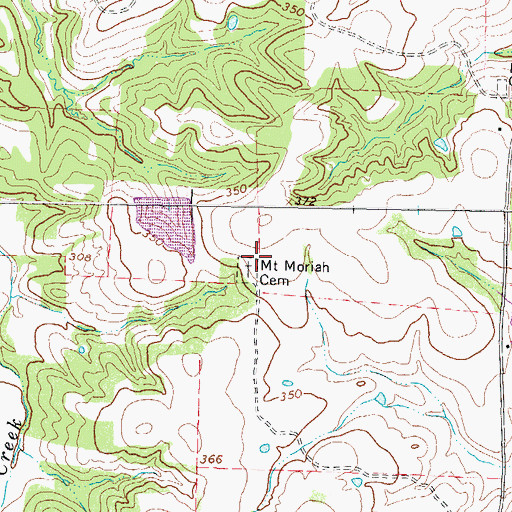 Topographic Map of Mount Moriah Cemetery, TX