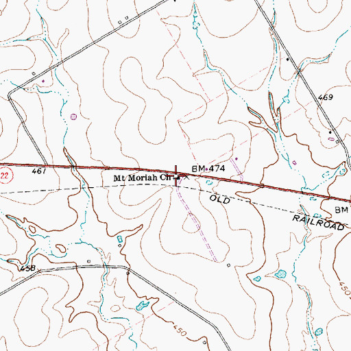Topographic Map of Mount Moriah Church, TX