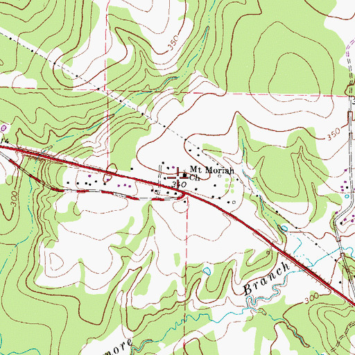 Topographic Map of Mount Moriah Church, TX