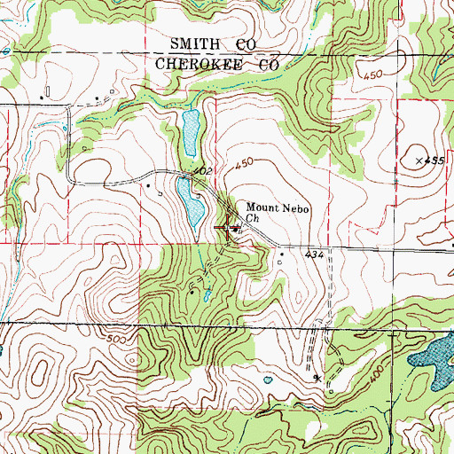 Topographic Map of Mount Nebo Church, TX
