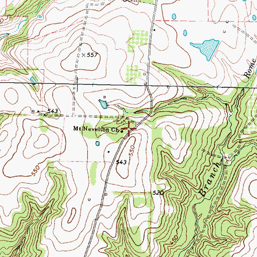 Topographic Map of Mount Nevelton Church, TX