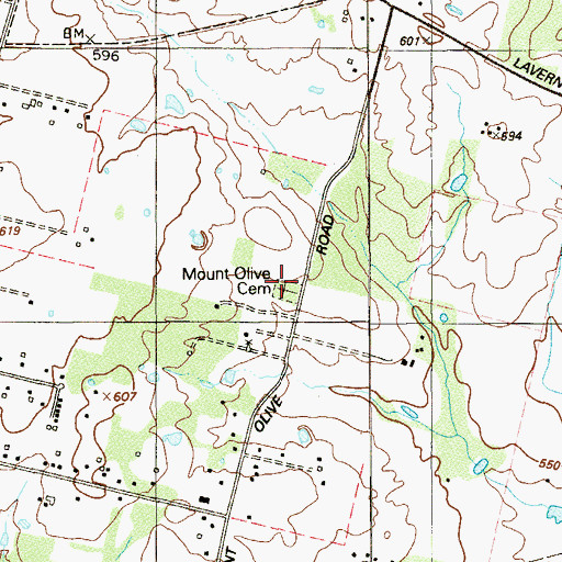 Topographic Map of Mount Olive Cemetery, TX
