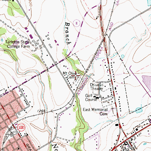 Topographic Map of Mount Olive Cemetery, TX
