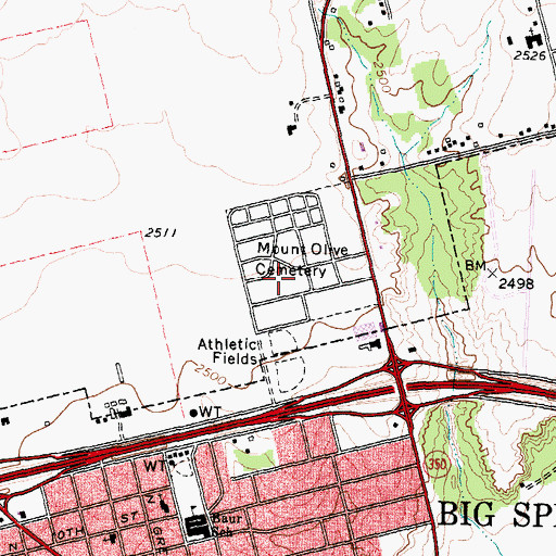 Topographic Map of Mount Olive Cemetery, TX