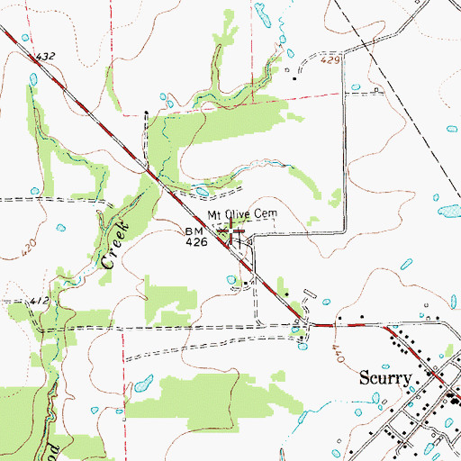 Topographic Map of Mount Olive Cemetery, TX