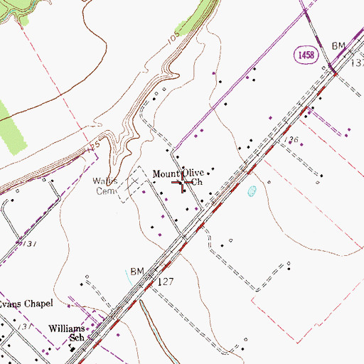 Topographic Map of Mount Olive Church, TX
