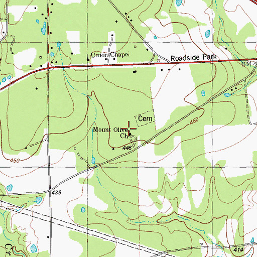 Topographic Map of Mount Olive Church, TX