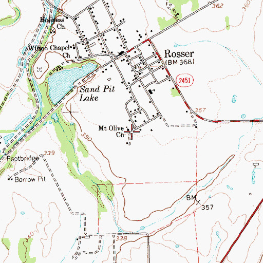Topographic Map of Mount Olive Church, TX