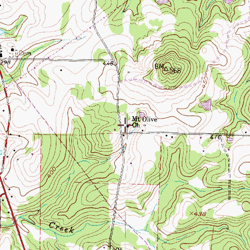 Topographic Map of Mount Olive Church, TX