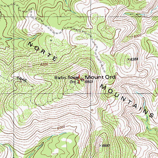 Topographic Map of Mount Ord, TX