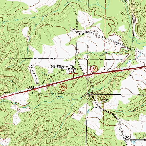 Topographic Map of Mount Pilgrim Church, TX