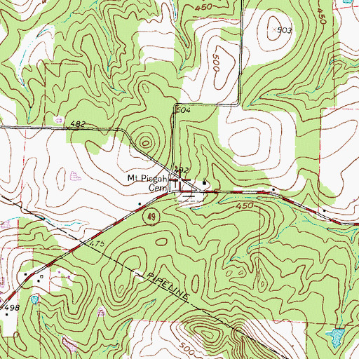 Topographic Map of Mount Pisgah Cemetery, TX