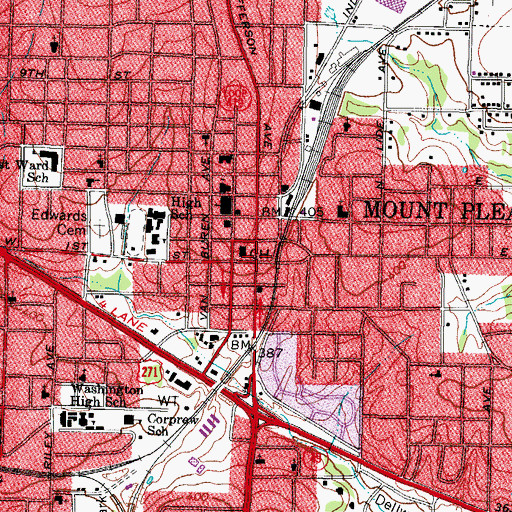 Topographic Map of Mount Pleasant, TX