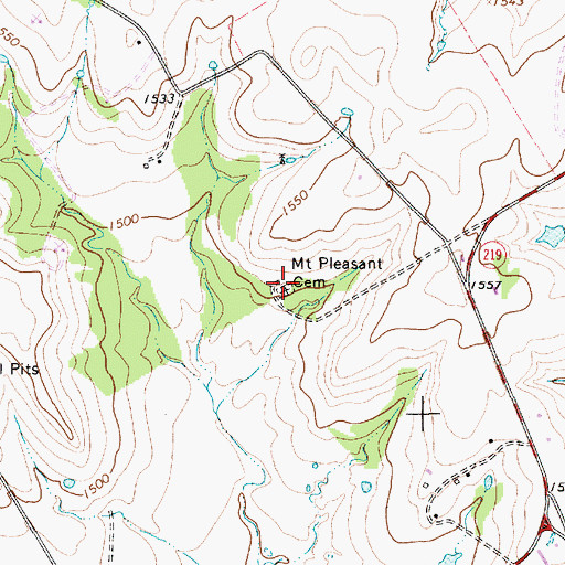 Topographic Map of Mount Pleasant Cemetery, TX