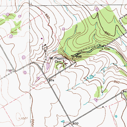 Topographic Map of Mount Pleasant Cemetery, TX