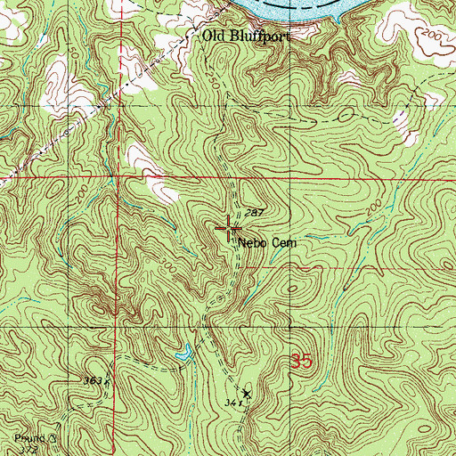 Topographic Map of Nebo Church, AL