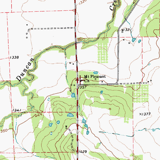 Topographic Map of Mount Pleasant Church, TX