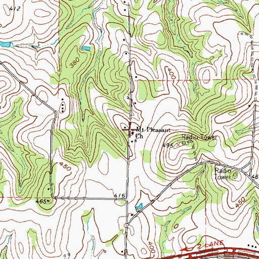 Topographic Map of Mount Pleasant Church, TX