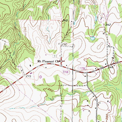 Topographic Map of Mount Pleasant Church, TX