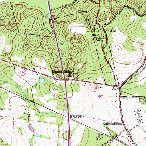 Topographic Map of Mount Ridge Church, TX