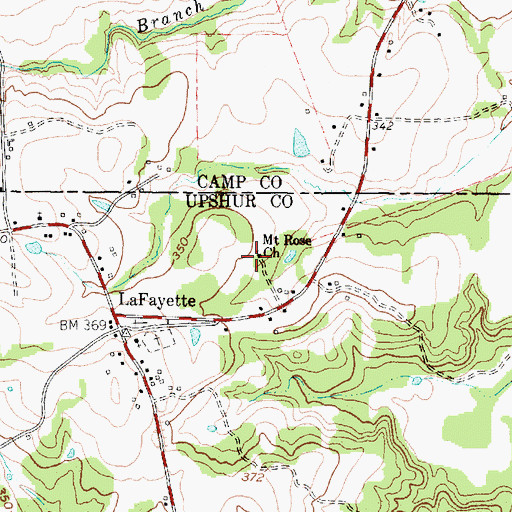 Topographic Map of Mount Rose Church, TX
