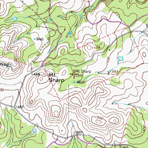 Topographic Map of Mount Sharp Cemetery, TX