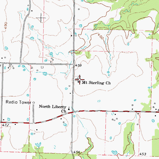 Topographic Map of Mount Sterling Church, TX