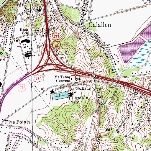Topographic Map of Mount Tabor Convent, TX