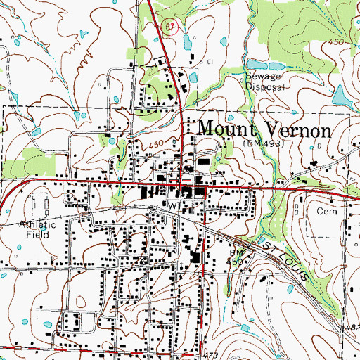 Topographic Map of Mount Vernon, TX