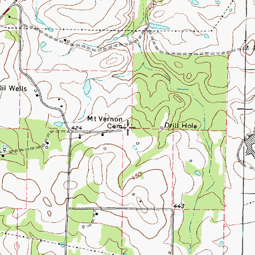 Topographic Map of Mount Vernon Cemetery, TX