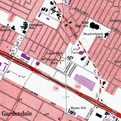 Topographic Map of Mount Vernon Park, TX
