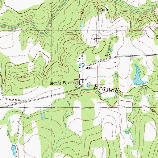 Topographic Map of Mount Woodrow Church, TX