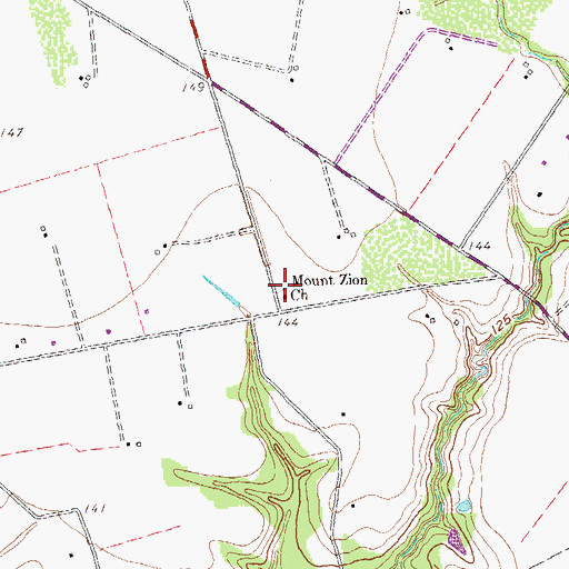 Topographic Map of Mount Zion Church, TX
