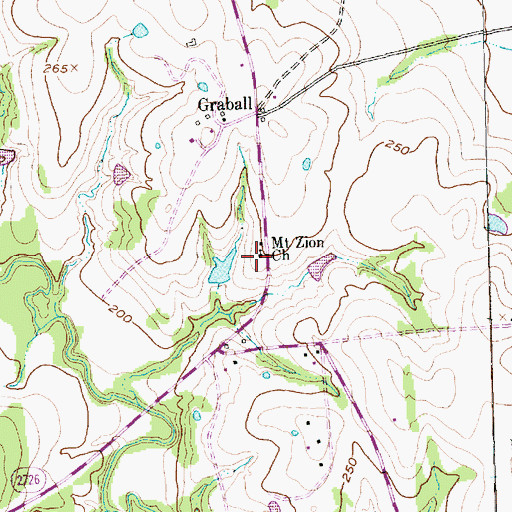 Topographic Map of Mount Zion Church, TX