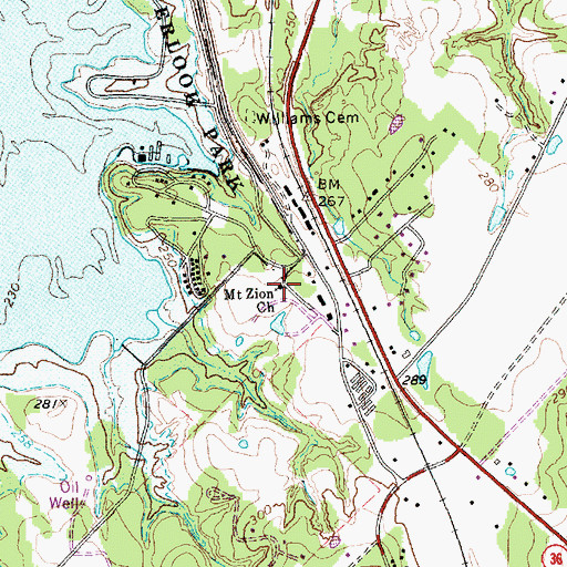 Topographic Map of Mount Zion Church, TX