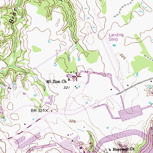 Topographic Map of Mount Zion Church, TX