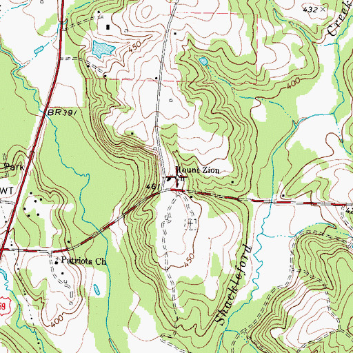 Topographic Map of Mount Zion Church, TX