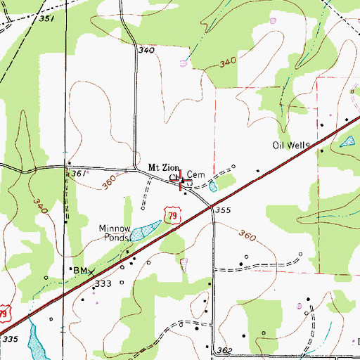 Topographic Map of Mount Zion Church, TX